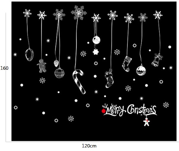 Dây treo vớ Noel và bông tuyết (nền trắng đục)